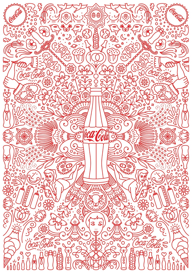 コカコーラボトル生誕100周年記念ポスターのデザイン